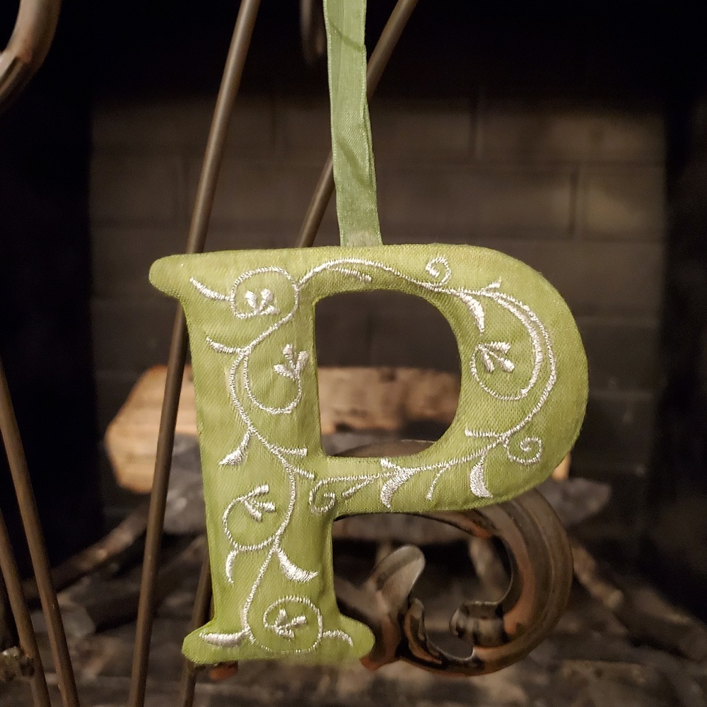 Hand Embroidered Letter Ornament- "P"